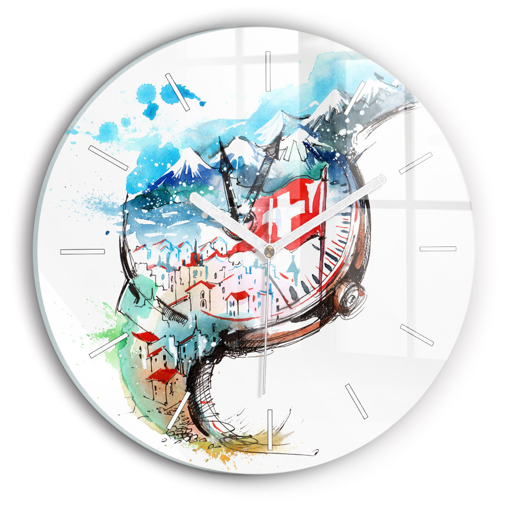 Ceas perete din sticlă rotund Ceas elvețian