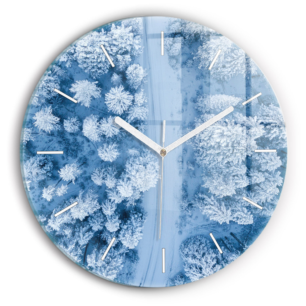 Ceas perete din sticlă rotund Pădure dintr-o dronă