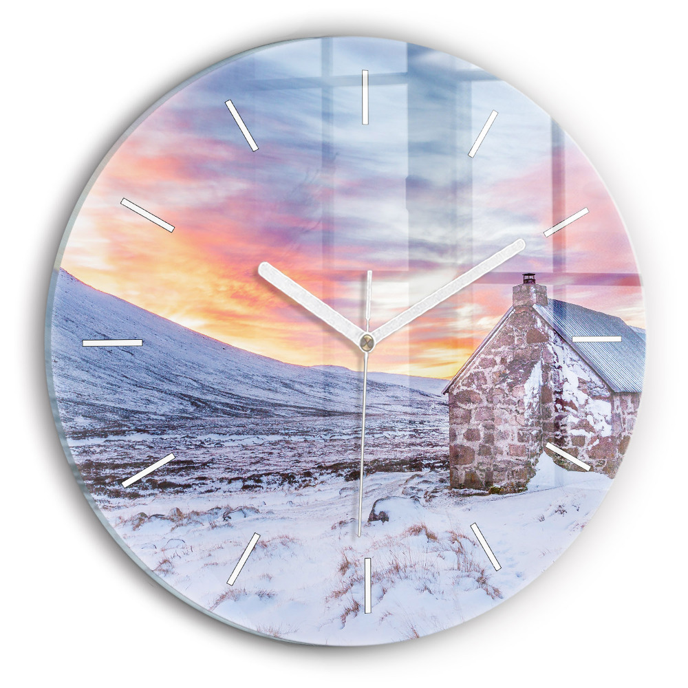 Ceas perete din sticlă rotund Casa la munte