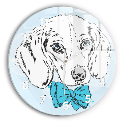 Ceas perete din sticlă rotund Pui de caine