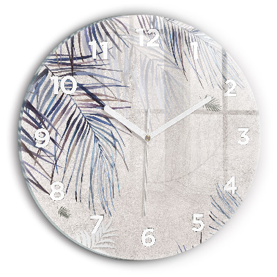 Ceas de sticlă pe perete rotund frunza de palmier