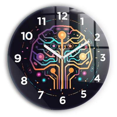 Ceas perete din sticlă rotund Abstracție colorată