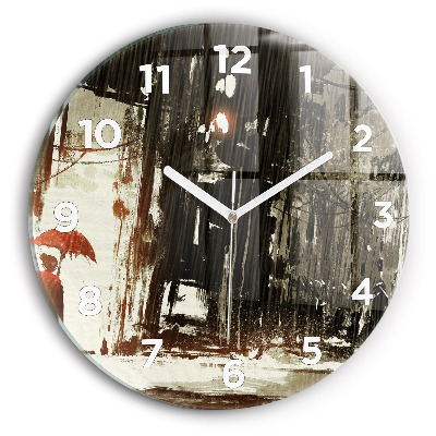 Ceas perete din sticlă rotund Femeie într-o noapte ploioasă