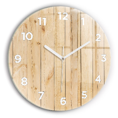 Ceas perete din sticlă rotund Scanduri de lemn