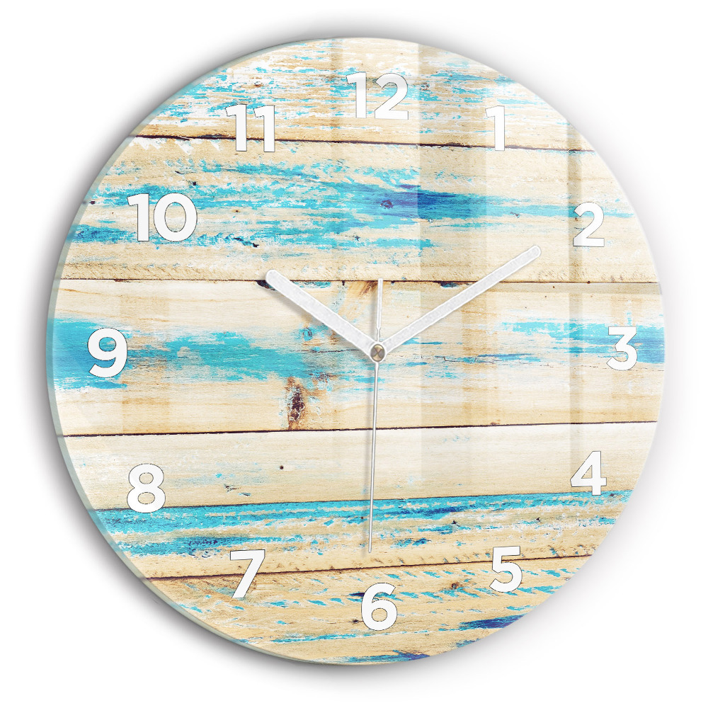 Ceas din sticlă rotund Lemn zgâriat