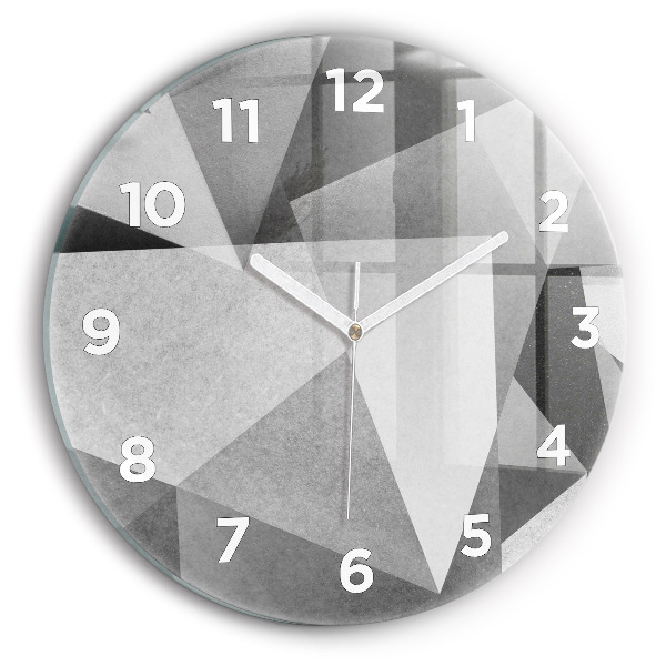 Ceas perete din sticlă rotund Abstracție geometrică gri
