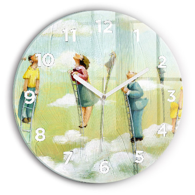 Ceas perete din sticlă rotund Oameni pe scări