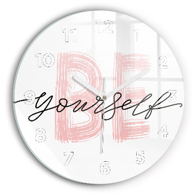 Ceas de sticlă pe perete rotund Inscripția Fii tu însuți