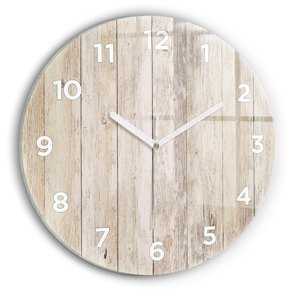 Ceas perete din sticlă rotund Panouri din lemn