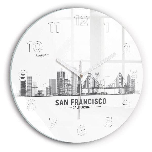 Ceas din sticlă rotund Panorama San Francisco