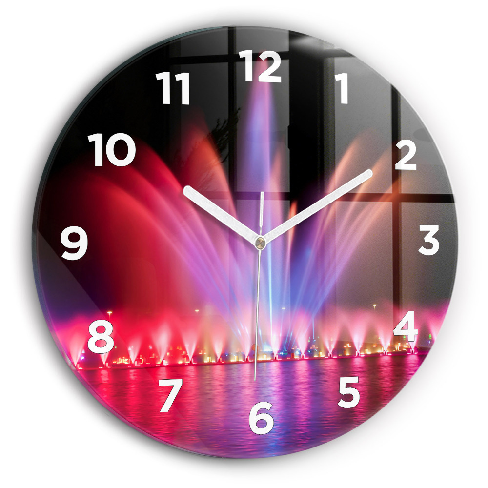 Ceas perete din sticlă rotund Fântâna Wrocław noaptea