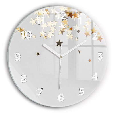 Ceas din sticlă rotund Stele de aur