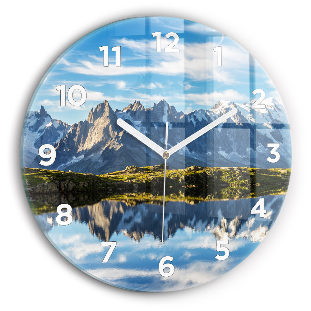 Ceas de sticlă pe perete rotund Valea Chamonix, Alpi