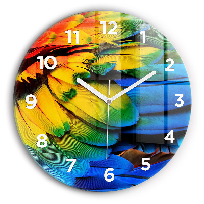 Ceas de sticlă pe perete rotund Aripi de pasăre colorate
