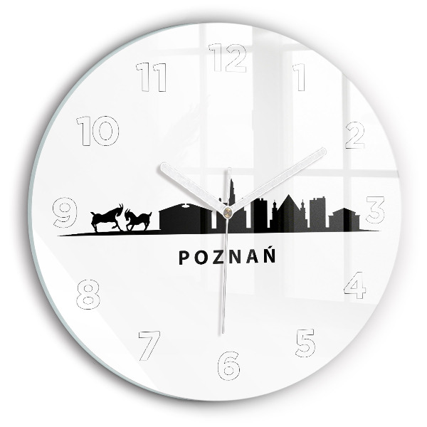 Ceas din sticlă rotund Grafică panoramică Poznań