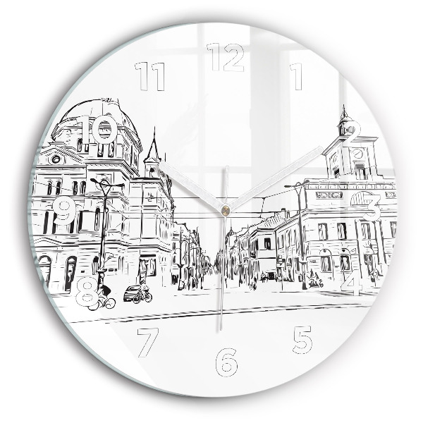 Ceas rotund de perete din sticlă Ilustrația orașului Poznań