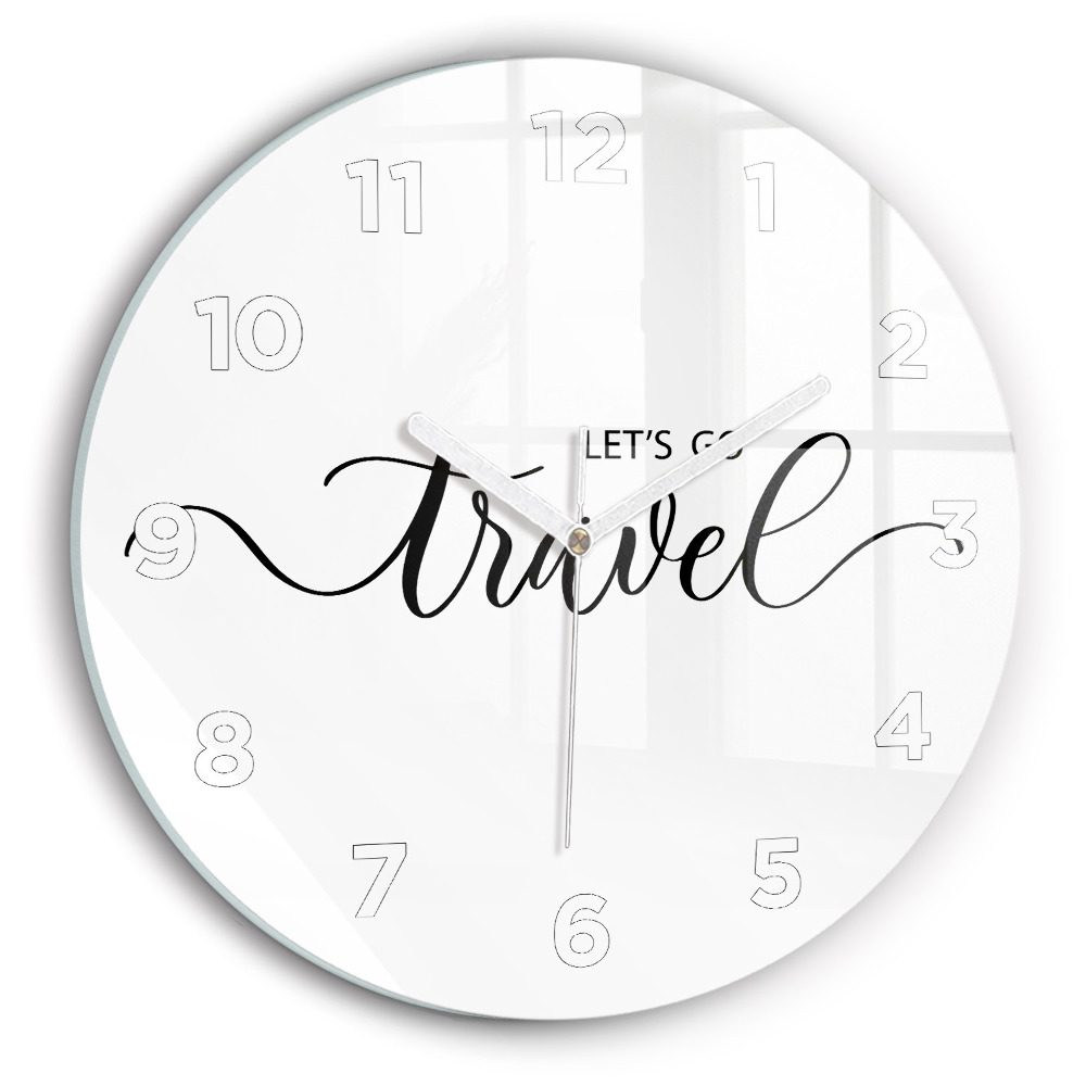 Ceas de sticlă pe perete rotund Inscripție de călătorie