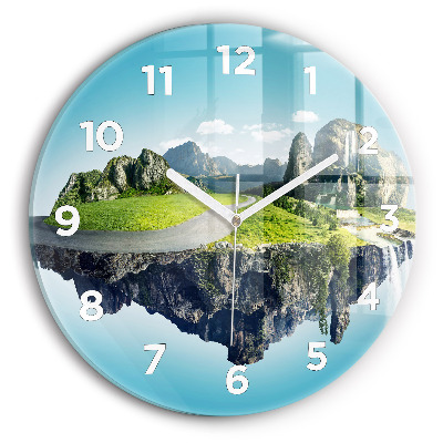 Ceas de sticlă pe perete rotund insula zburătoare