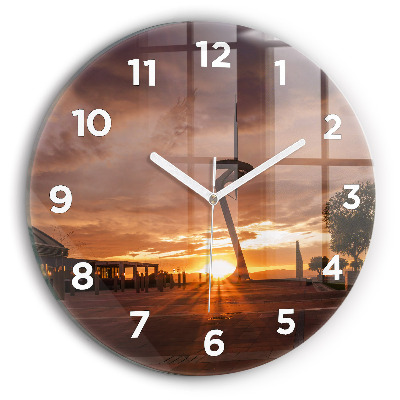 Ceas de sticlă pe perete rotund Parcul Olimpic Barcelona