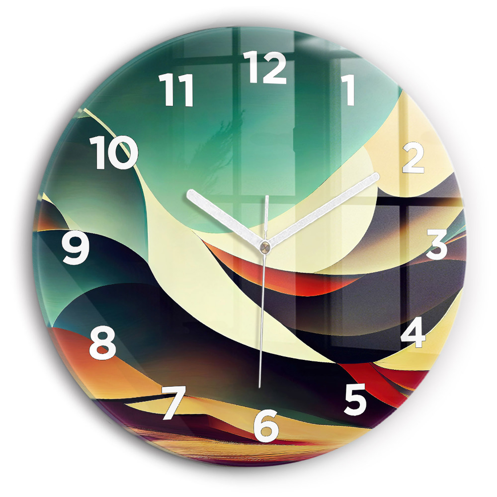 Ceas perete din sticlă rotund Fundal cu linii abstracte