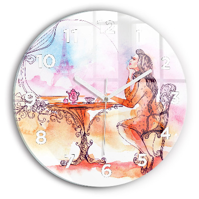Ceas din sticlă rotund Femeie care bea ceai