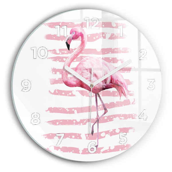 Ceas de sticlă pe perete rotund Grafica Flamingo