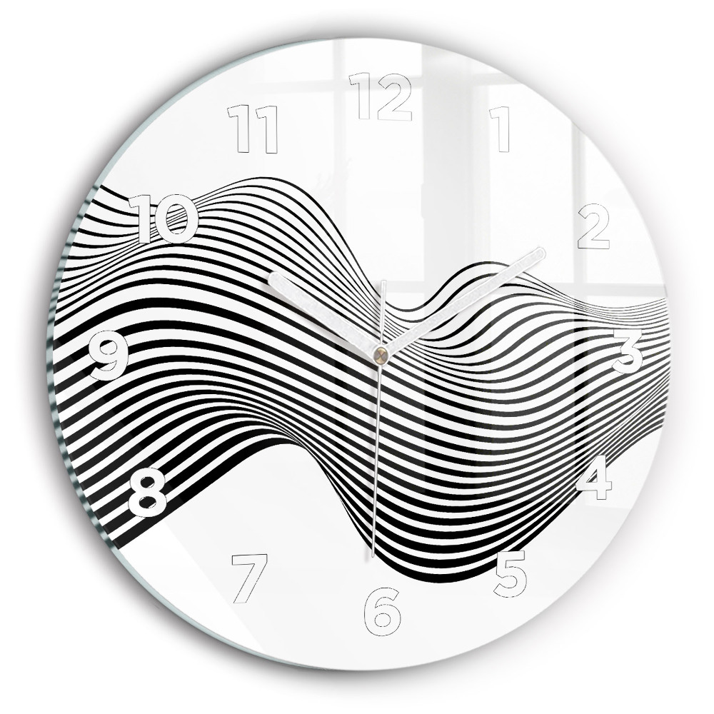 Ceas din sticlă rotund Arta alb-negru