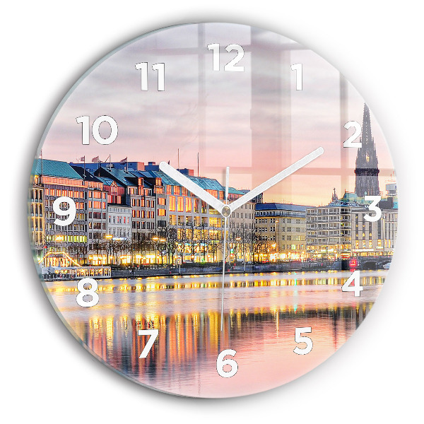 Ceas rotund de perete din sticlă Alster în Hamburg