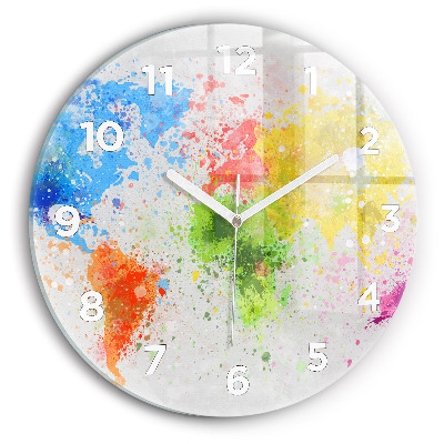 Ceas perete din sticlă rotund Harta lumii pe hârtie