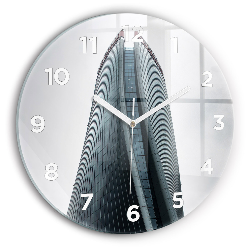Ceas rotund de perete din sticlă Zgârie-nori din Milano