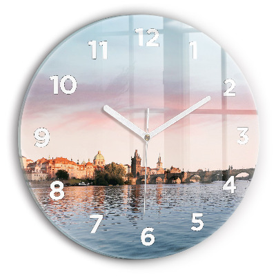Ceas de sticlă pe perete rotund Podul Carol din Praga