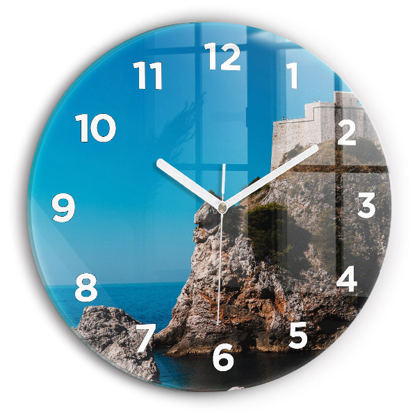 Ceas rotund de perete din sticlă Stânci din Dubrovnik