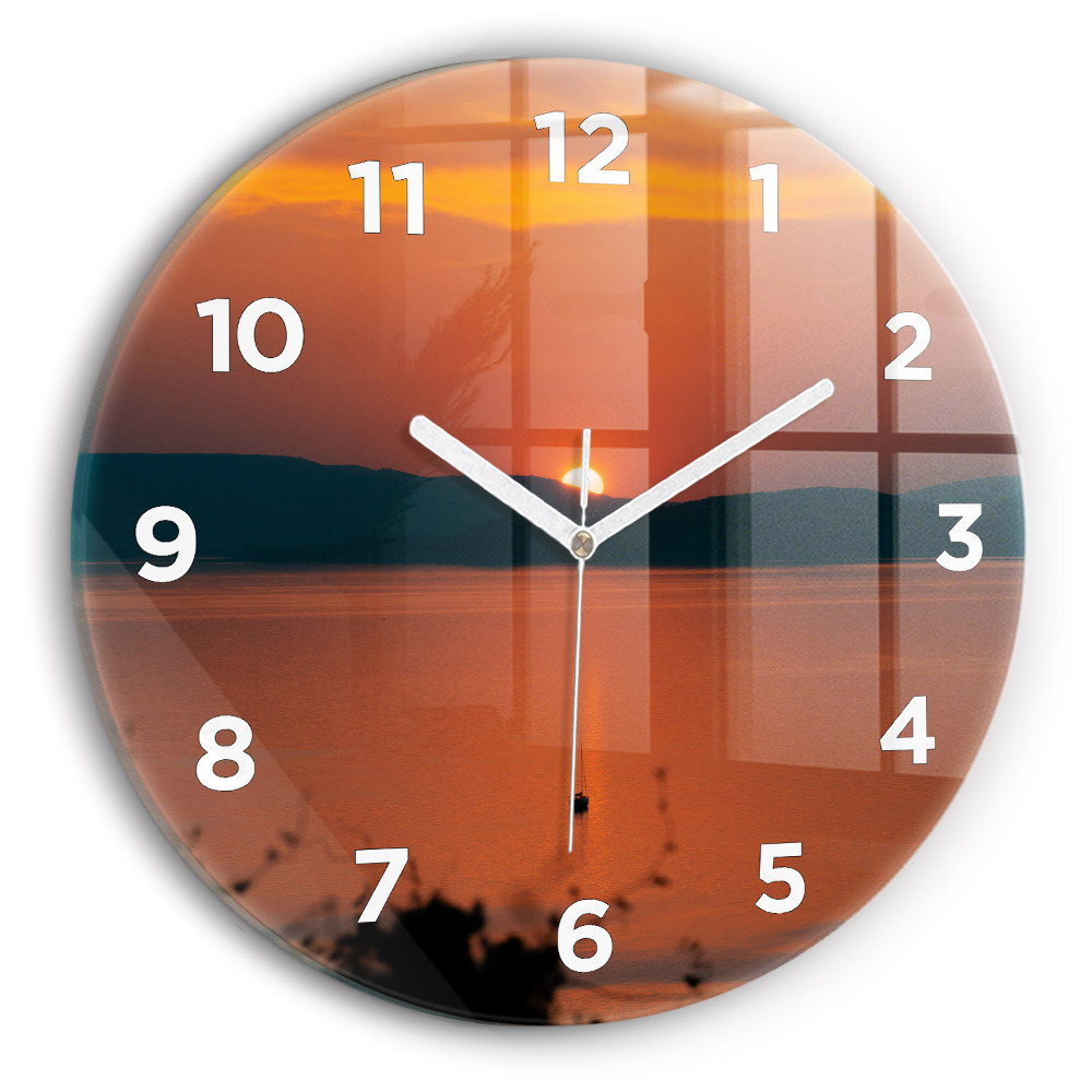 Ceas perete din sticlă rotund Lacul Balaton seara