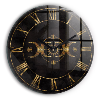 Ceas rotund de perete din sticlă Cifre Romane De Aur