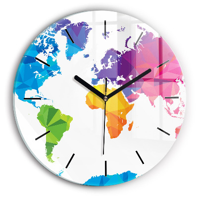 Harta lumii abstracte Ceas de sticlă pe perete rotund