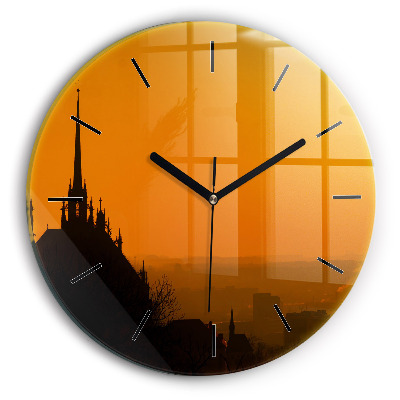 Vedere asupra Catedralei din Brno Ceas perete din sticlă rotund