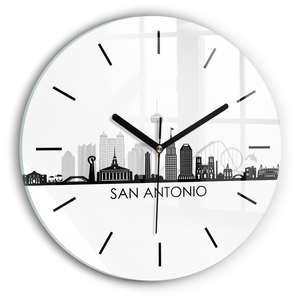 Orașul San Antonio Texas Ceas perete din sticlă rotund