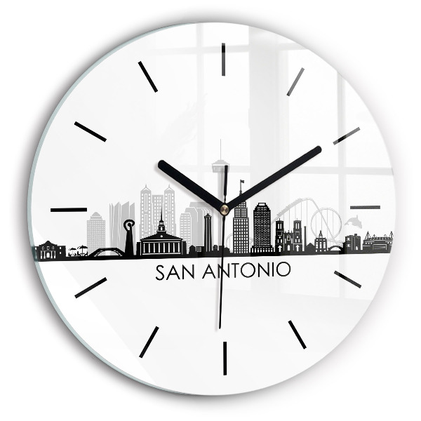 Orașul San Antonio Texas Ceas perete din sticlă rotund