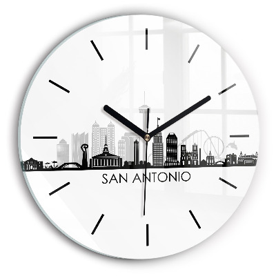 Orașul San Antonio Texas Ceas perete din sticlă rotund