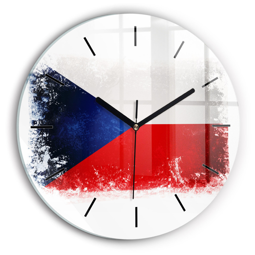 steag ceh Ceas rotund de perete din sticlă