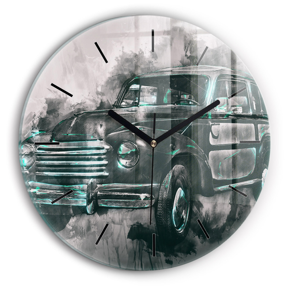 Mașină de școală veche Ceas din sticlă rotund