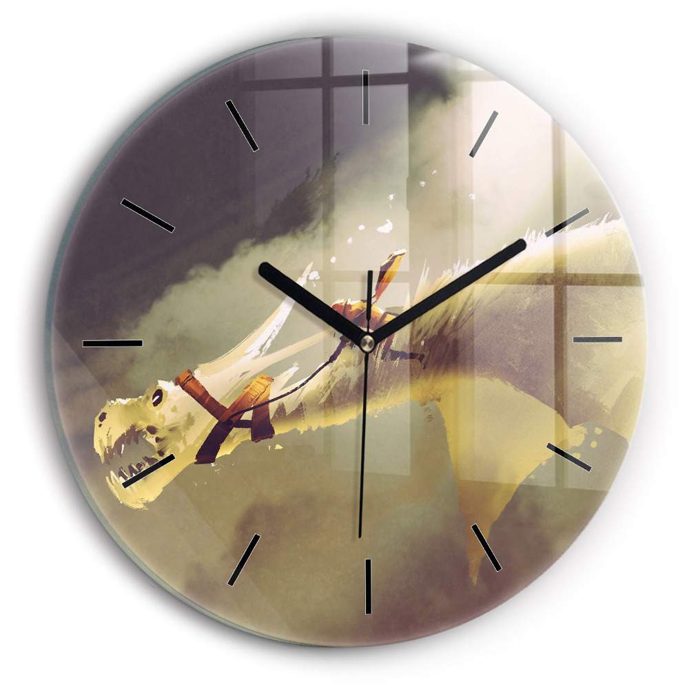 Ilustrație Dragon Rider Ceas perete din sticlă rotund