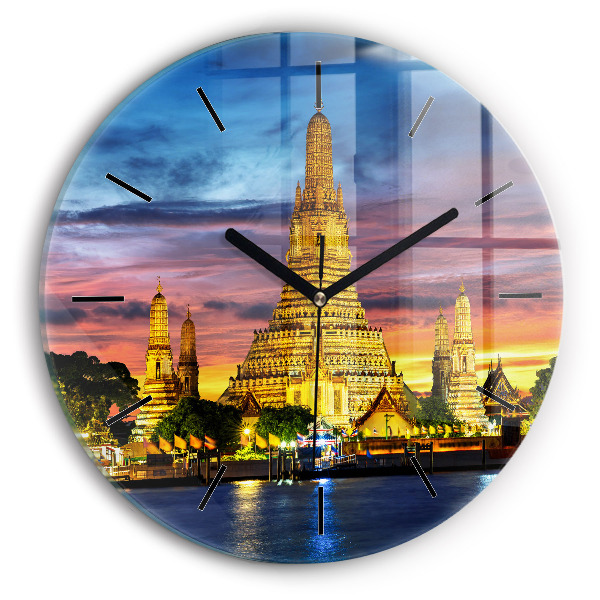 Templul din Bangkok Ceas de sticlă pe perete rotund