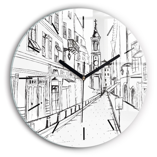 Desen al orașului Provence Ceas perete din sticlă rotund