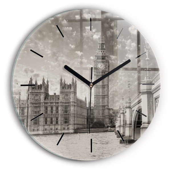 Londra Big Ben Ceas rotund de perete din sticlă