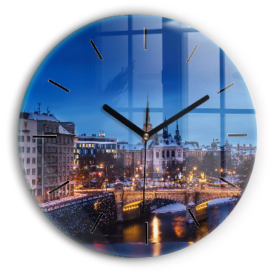 Panorama orasului Plzen Ceas perete din sticlă rotund