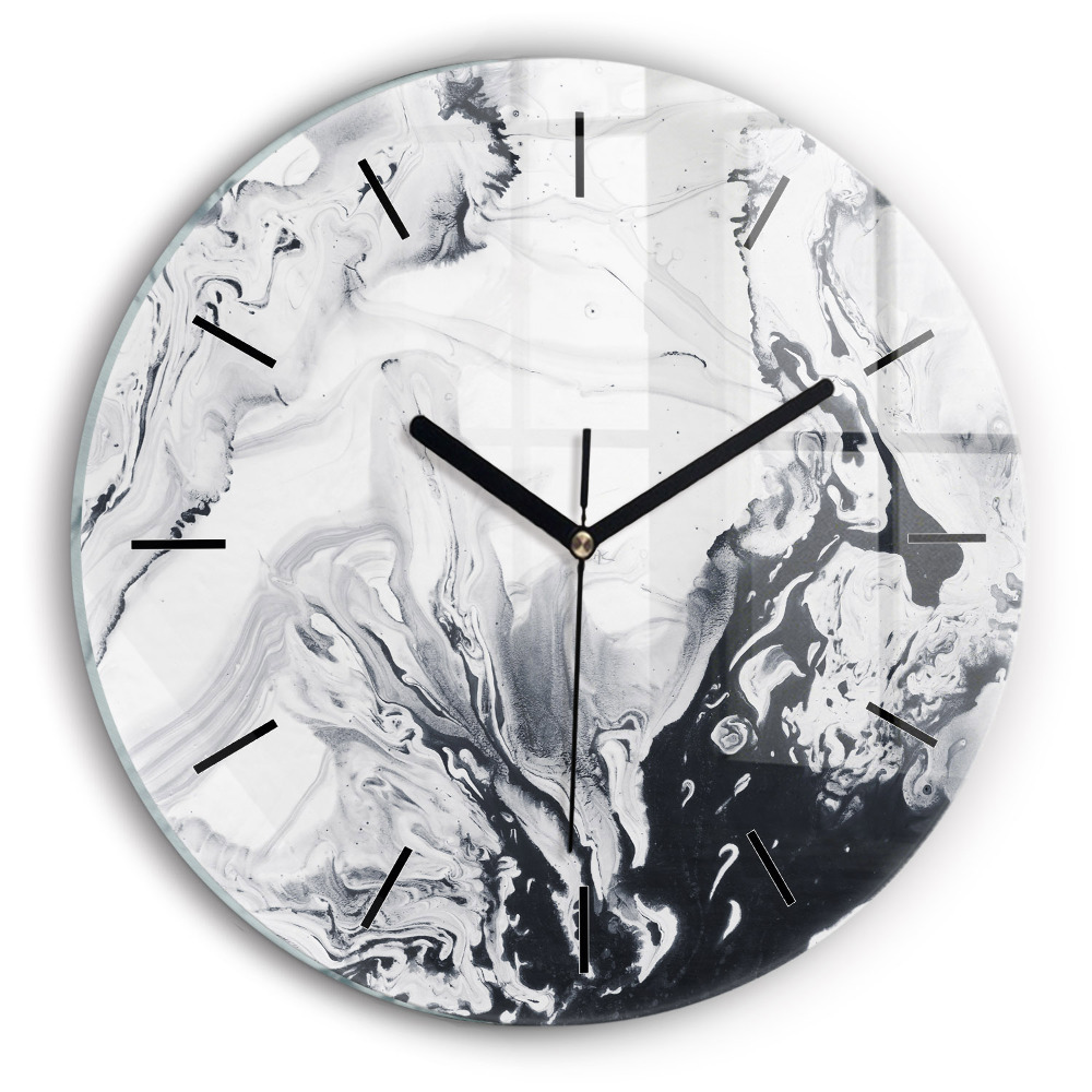 Marmură cu cerneală abstractă Ceas rotund de perete din sticlă
