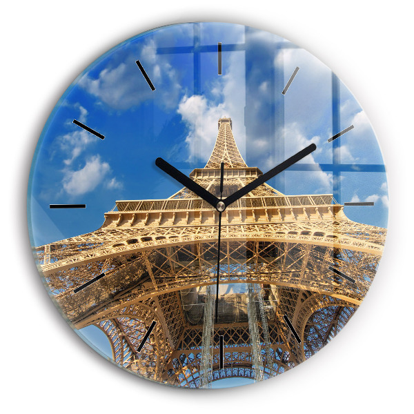 Turnul Eiffel din Franța Ceas rotund de perete din sticlă