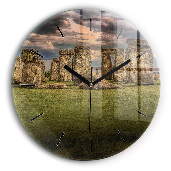 Stonehenge Nimbostratus Ceas de sticlă pe perete rotund
