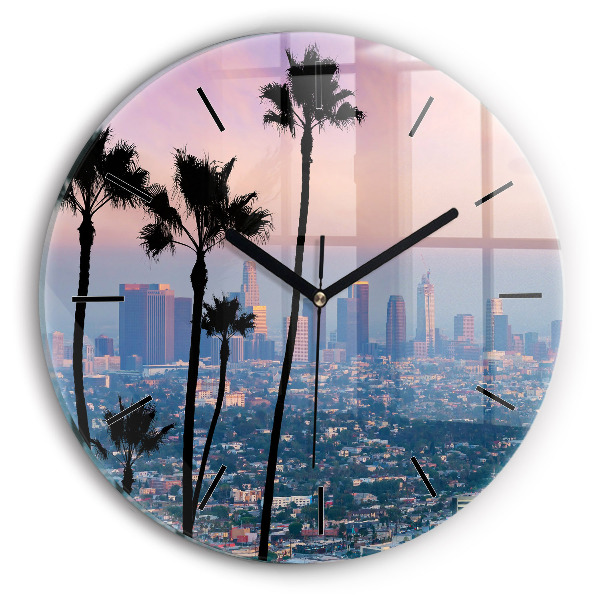 Apus de soare din Los Angeles Ceas din sticlă rotund